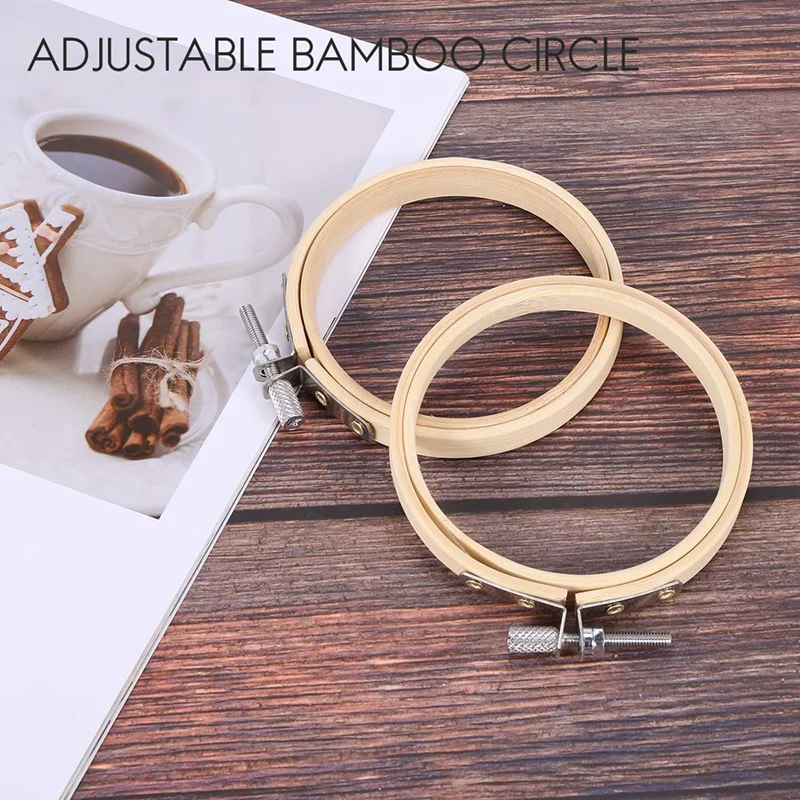 20 قطعة 3 بوصة الخيزران التطريز الأطواق دائرة خشبية مستديرة هوب حلقة مستديرة للخياطة الفنية اليدوية-A51M #2