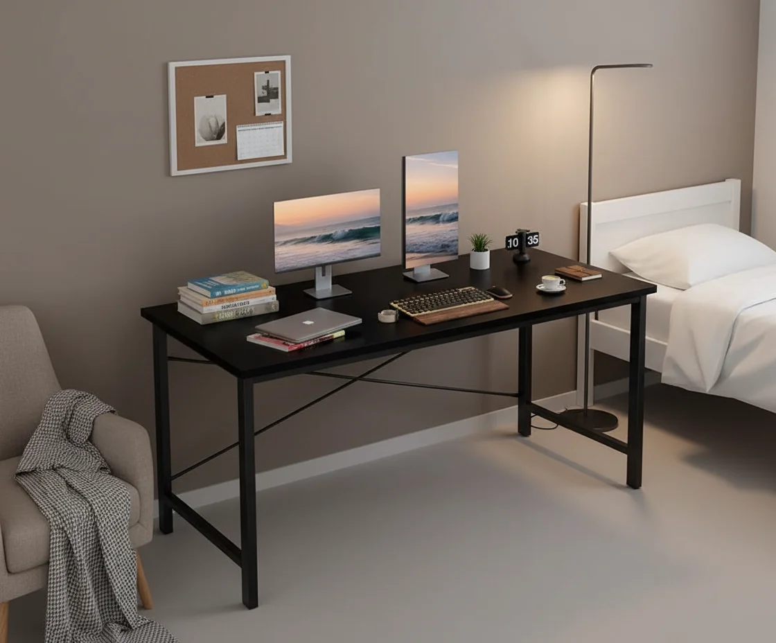 55 Inch Spacious Computer Desk | Sturdy Home Office Workstation for Study Work or Gaming | Dorm-Friendly Desk