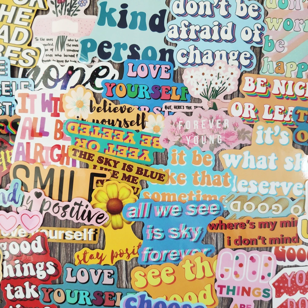 Chat Words School Art Bless Saying Aesthetic DIY Scrapbooking Color Words Stickers Diary Decoration Sticker Stationery Stickers