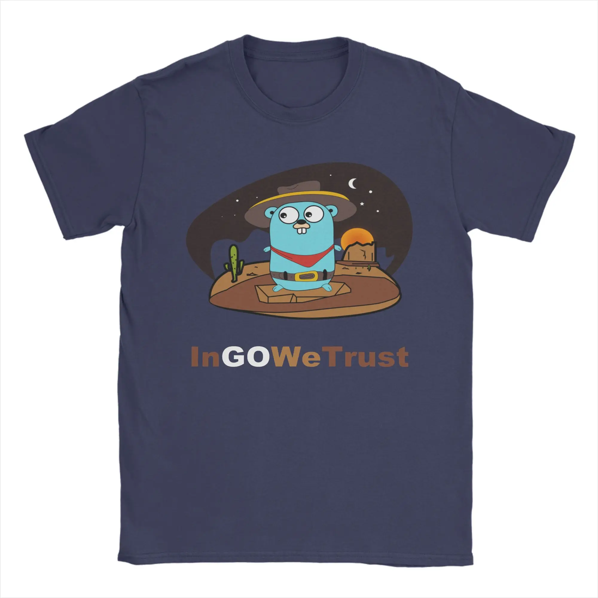 Golang Gopher In Go We Trust Programmer Coding Developer T Shirts Men Cotton T-Shirt O Neck  Tee Shirt Short Sleeve Clothes