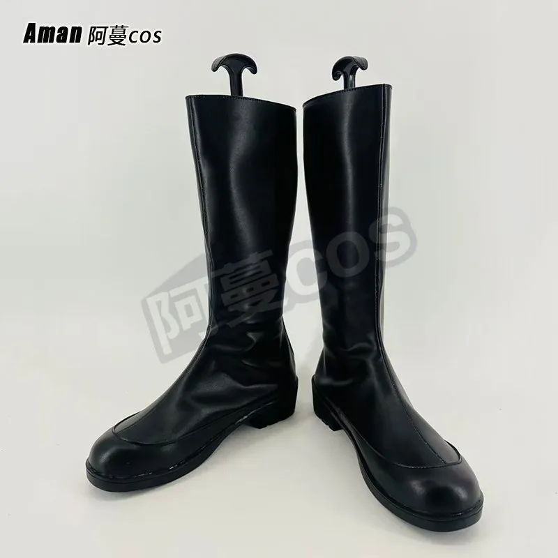 Gachiakuta Zanka Cosplay Shoes Boots Anime Black Long PU Leather Boots Halloween Carnival Party Props Suit Shoes For Women Men
