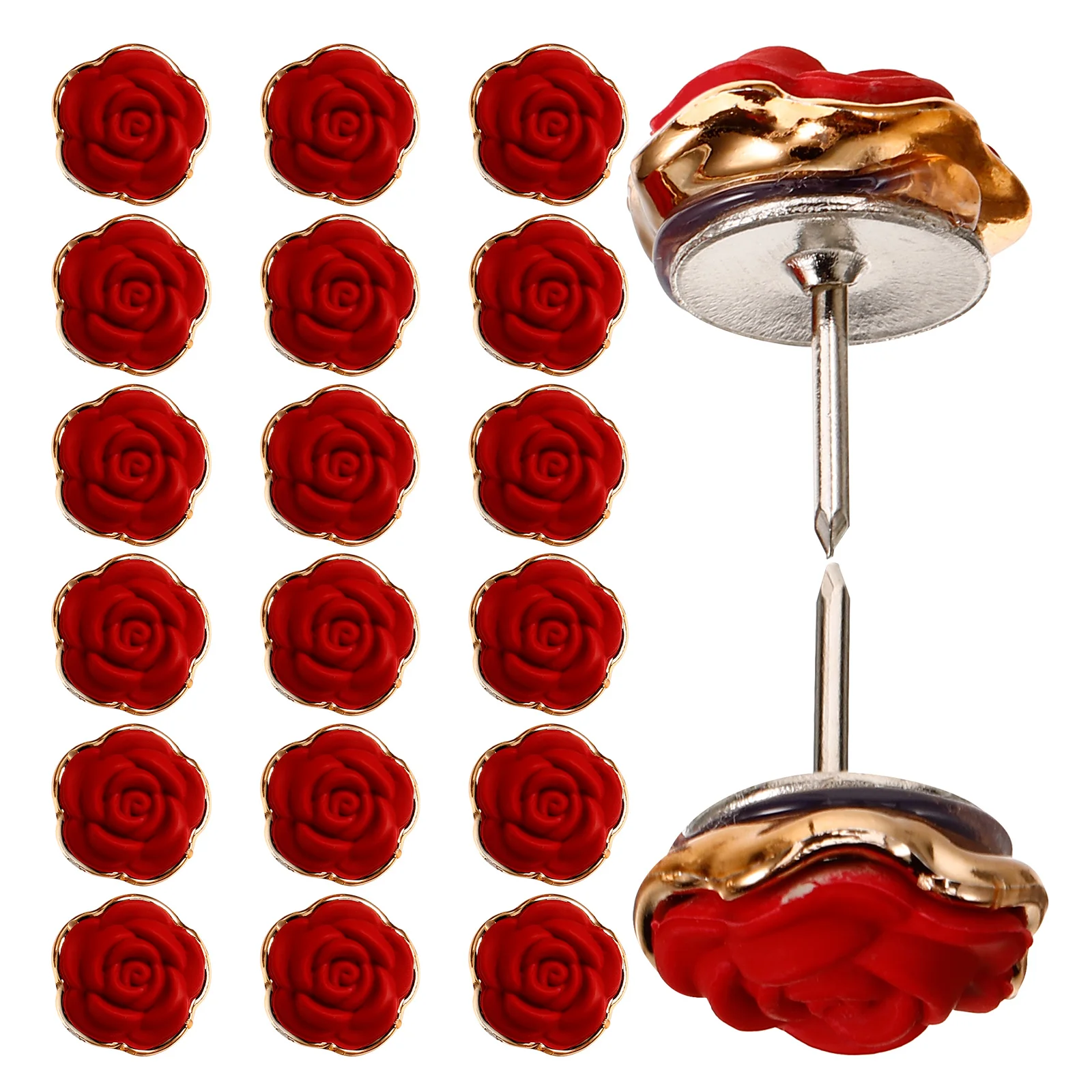 

30 Pcs Red Thumbtacks Rose Shaped Pushpins for Bulletin Boards Cork Accessories Multi Function Office Desk Decor Thumb Tacks Map