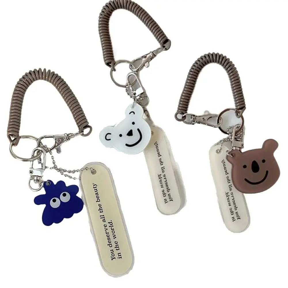 Cartoon Bear Spring Coil Key Chain Sweet Key Holder Korean Style Cartoon Lanyard Acrylic Key Ring Ornaments Gift