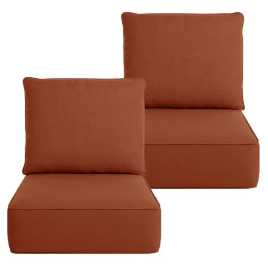 Outdoor Chair Cushions x 6 Inch, 100% Olefin Patio Furniture Cushions, Water and Fade Resistant Deep Seat Replacement Set with