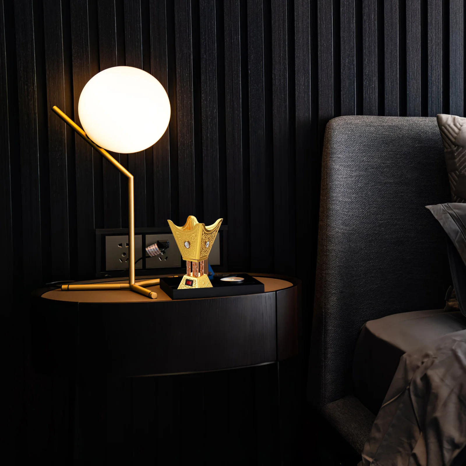 

Electric Incense Burner Retro Metal Censer Desktop Plug- Adjustable Temperature Incense Holder Home Decor Relaxation