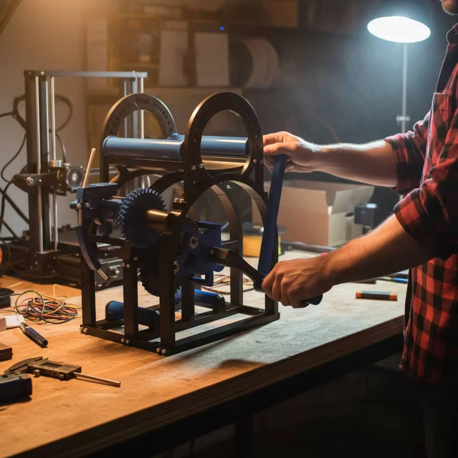 Filament Winder with Metal Frame Manual Filament Winder Machine Gear-Driven Hand-Crank for 3D Printing Enthusiasts