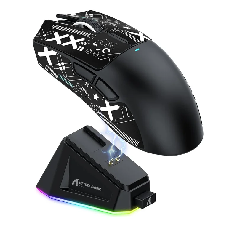 

Attack Shark X11 Mouse Lightweight Paw3311 Sensor E-Sports Game Three Mode Wireless Bluetooth Mouse Dedicated Charging Dock