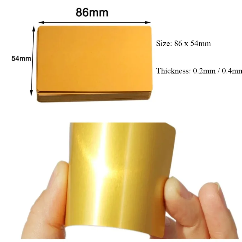 Color Metal Business Name Cards Engraving DIY Card Office Supplies Aluminum Blank Laser CNC Engraved DIY Card Thick 0.2/0.4mm