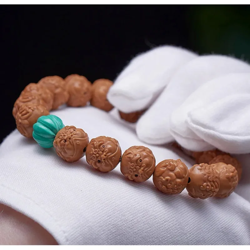 Monkey Head Nuclear Carving Hand String Buddha Beads Small Walnut Brave Lucky Text Play This Year Life Gifts for Men and Women