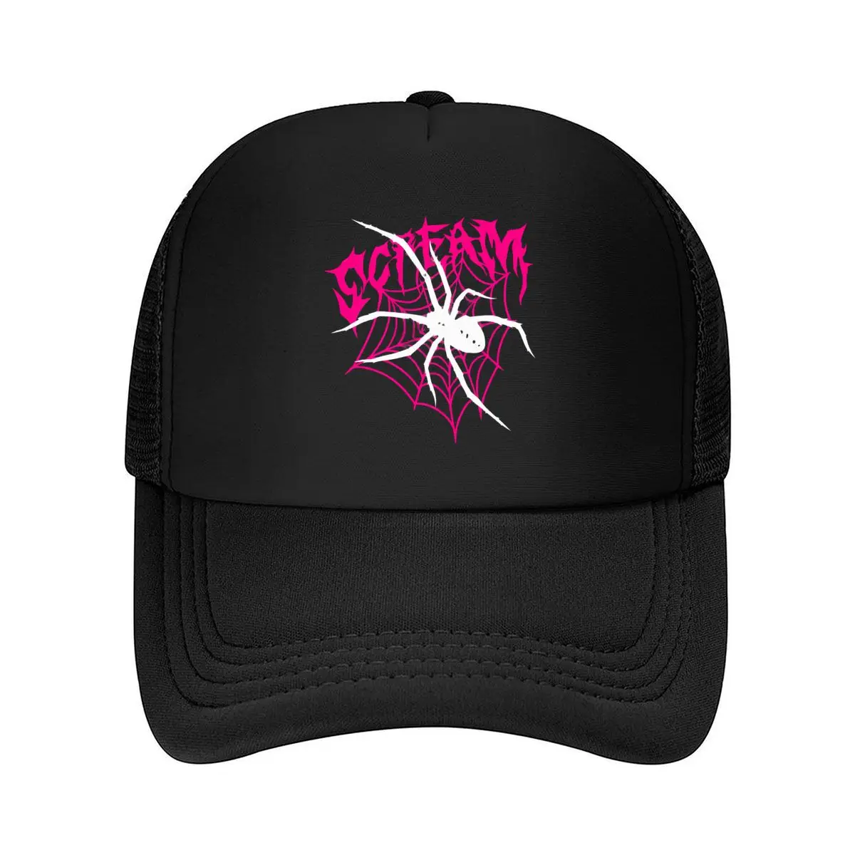 Screaming Spider Spiderweb Gothic Graphic Mesh Baseball Cap Hip Hop