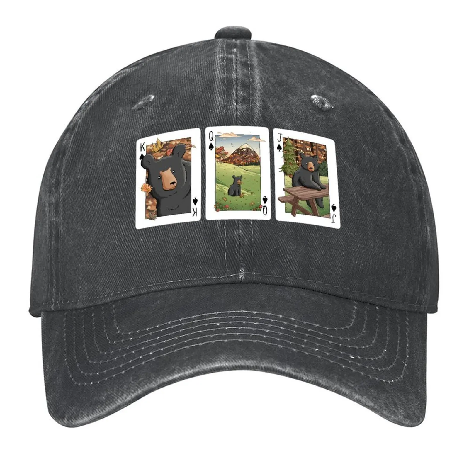 

Black Bear Clubs Cards Print Baseball Cap Fashion Beach Fishing cap Luxury man cap Sunhat Men's Luxury Women's