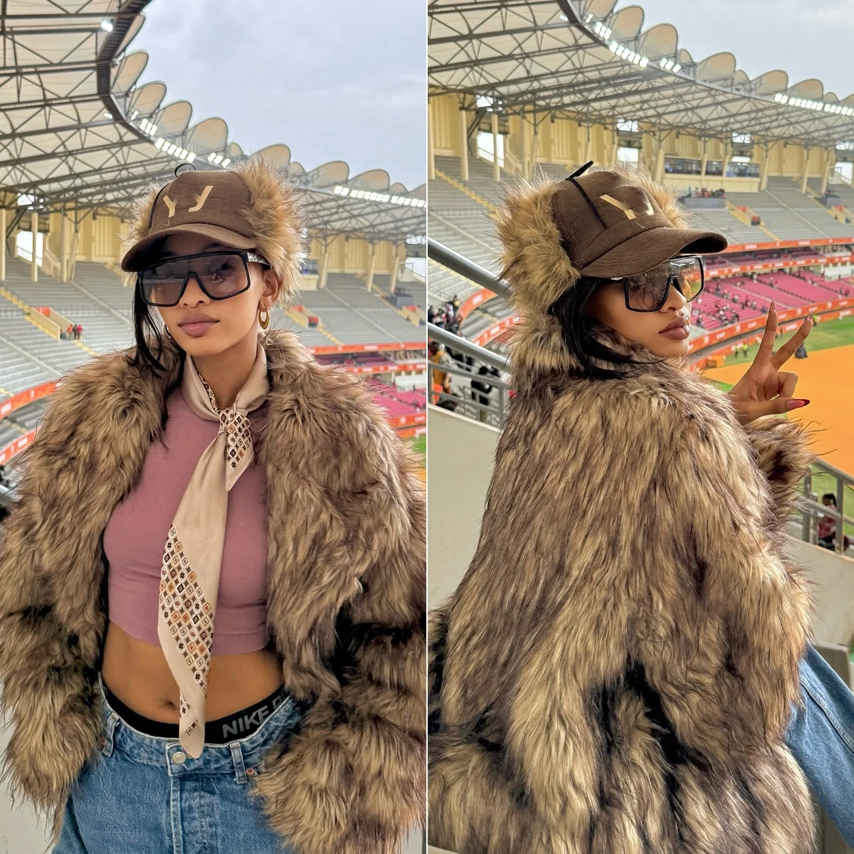 秋冬用ファー付きアウター レディース フェイクフォックスファーコート ジャケット ターンダウンカラー 長袖 オープンステッチ 厚手 暖かいファー ルーズ 2025