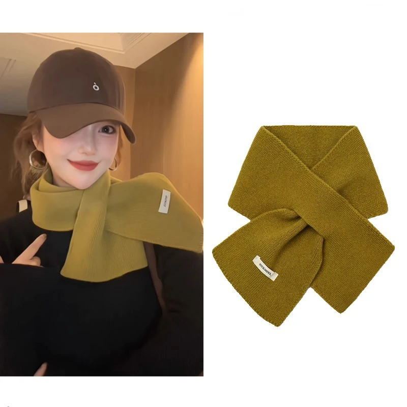الشتاء تقليد الصوف مزيج محبوك وشاح صغير المرأة الجديدة تنوعا جو دافئ عبر وشاح الرقبة حماية طوق وشاح