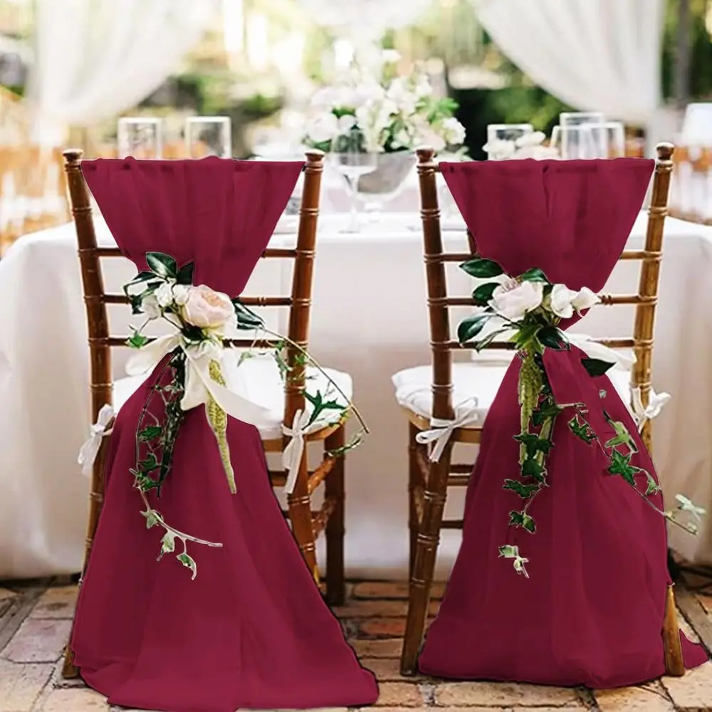 10FT Burgundy Boho Table Runners, Set of 24, 35x120 Inch for Weddings, Parties, and Holidays