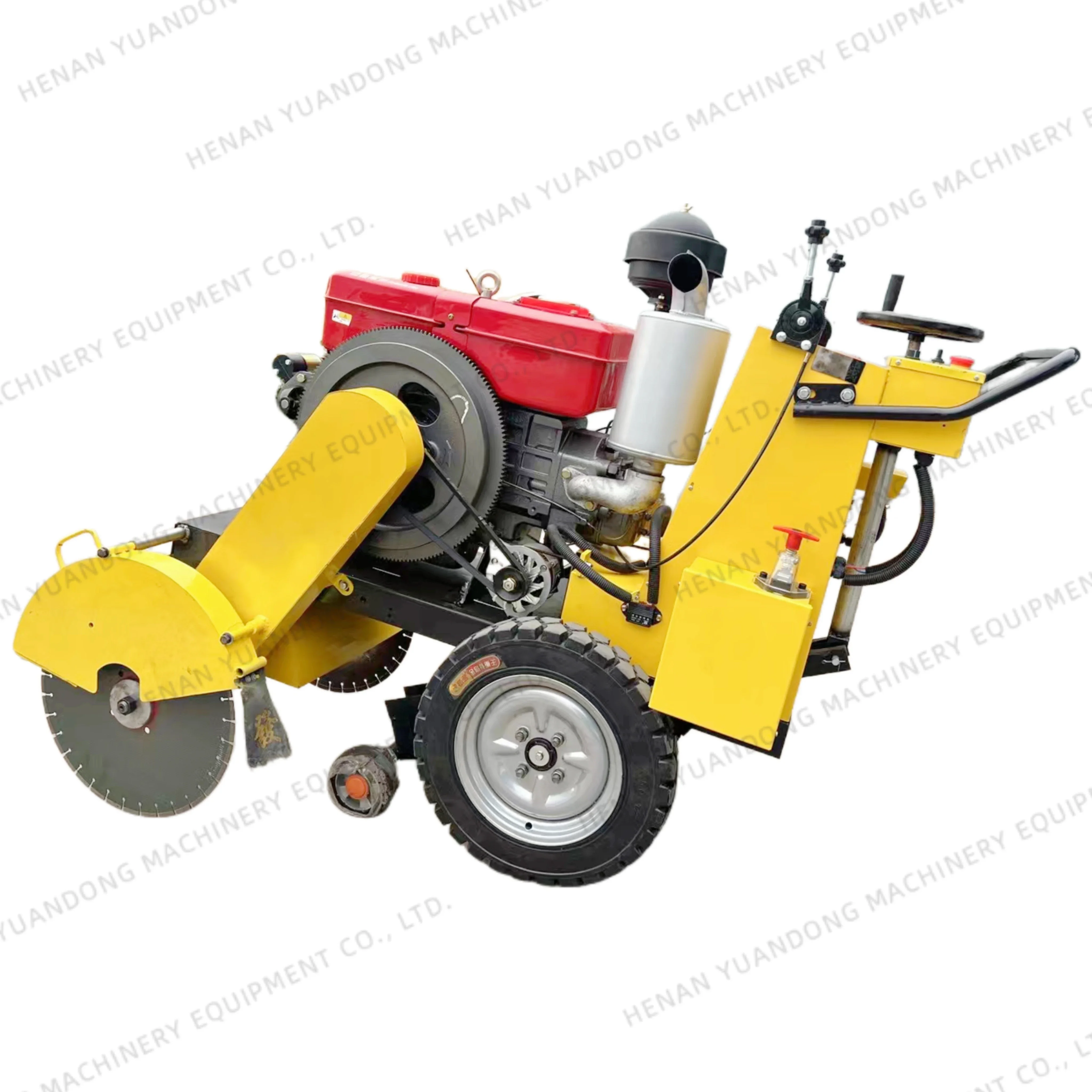 

Double Saw Blade Adjustable Speed Wheel Road Cutting Machine Self-propelled Diesel Concrete Pavement Cutting Saw