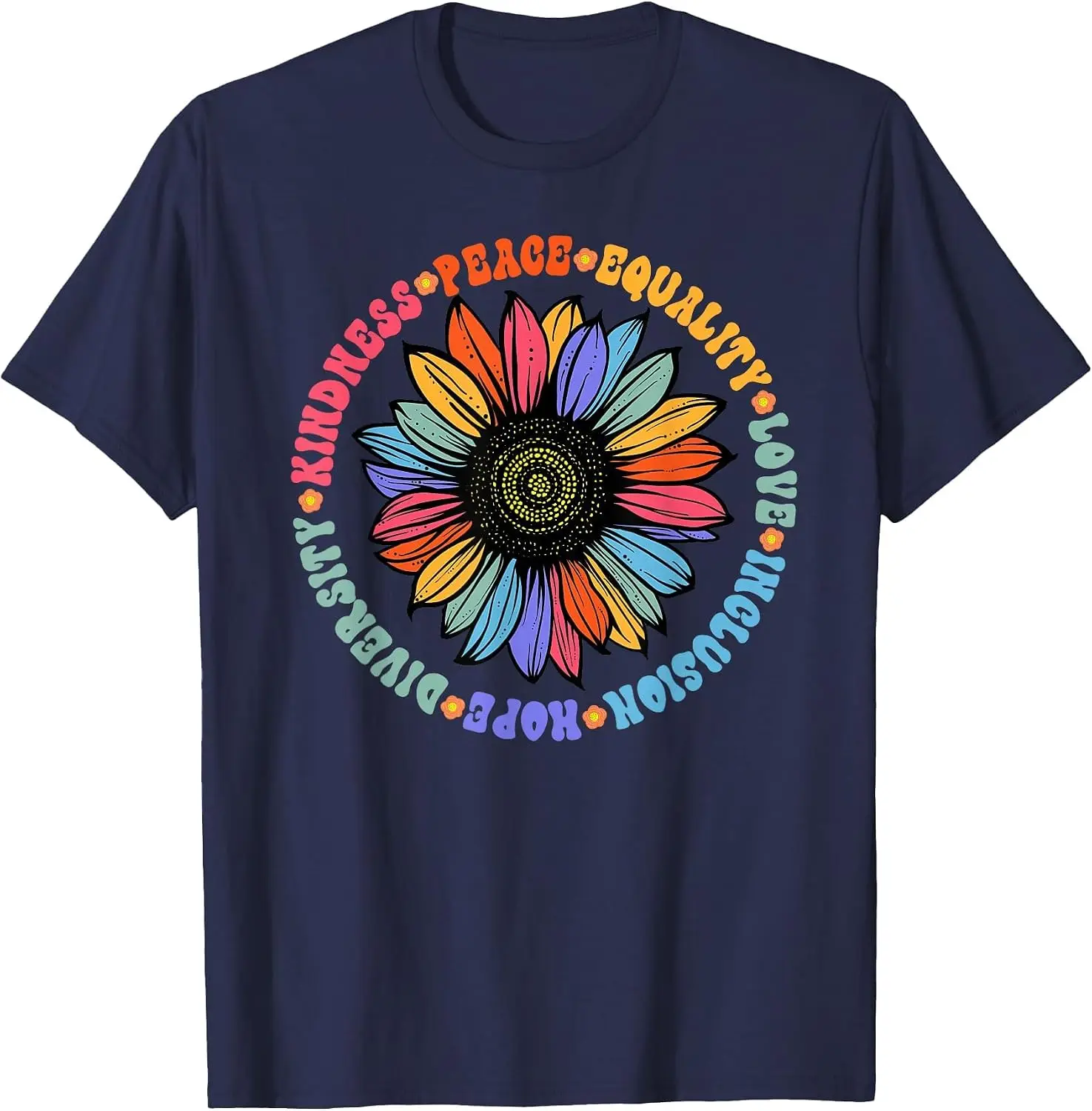 Peace Equality Love Hope Diversity Human Rights T-Shirt Casual Fashion Cotton Tshirt sunflower design LGBTQ Gay Pride tees