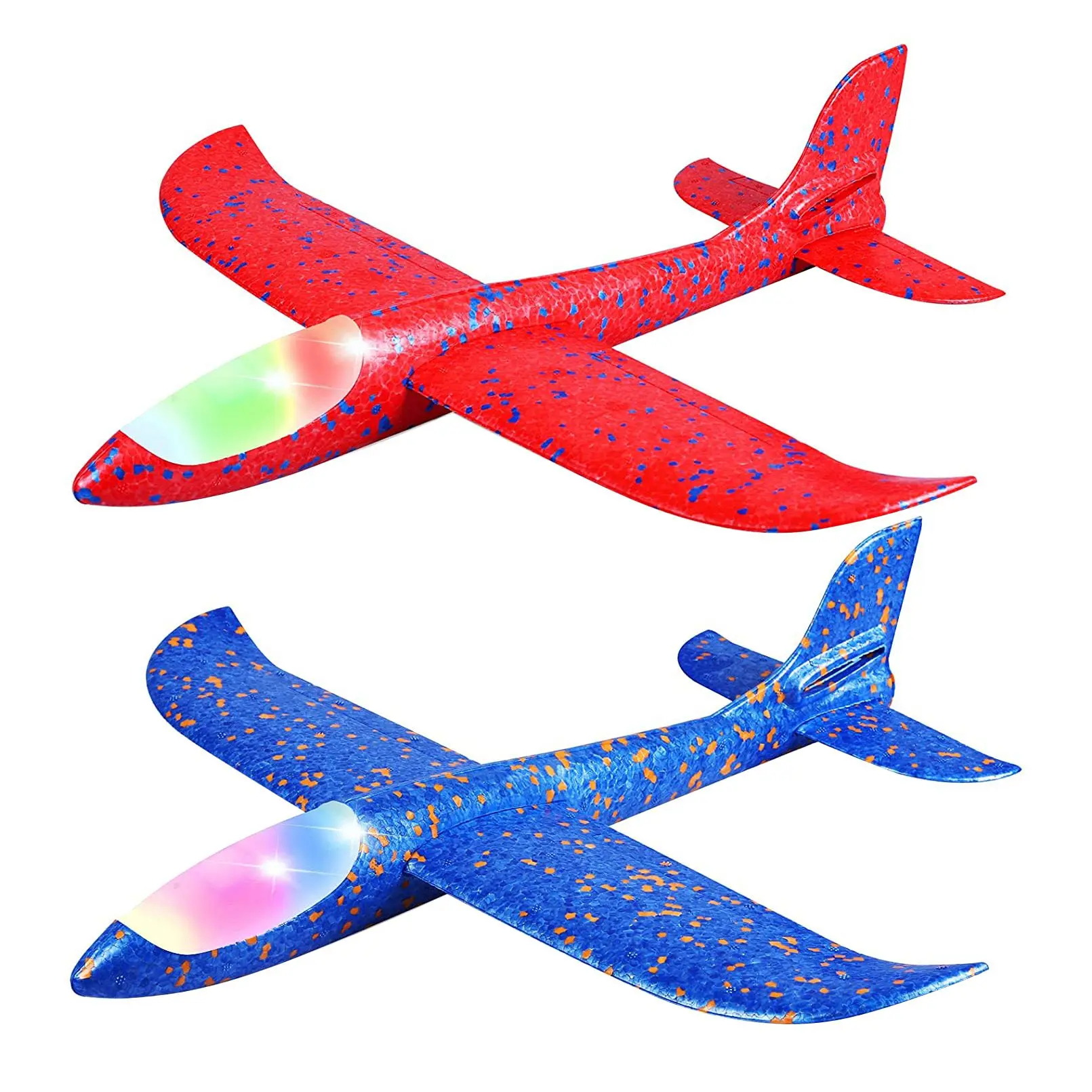 2Pack LED Light Airplane Toys Throwing Foam Plane Flashing Luminous Glider Plane Outdoor Sport Birthday Party Favors