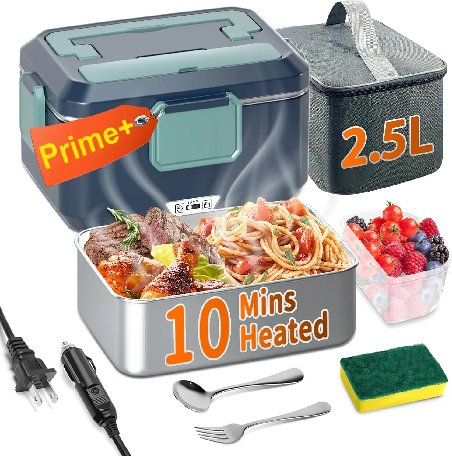 صندوق غداء كهربائي ساخن 100 وات 2.5 لتر محمول للبالغين 12 فولت/24 فولت/110 فولت شاحنة سيارة مكتب المنزل #1