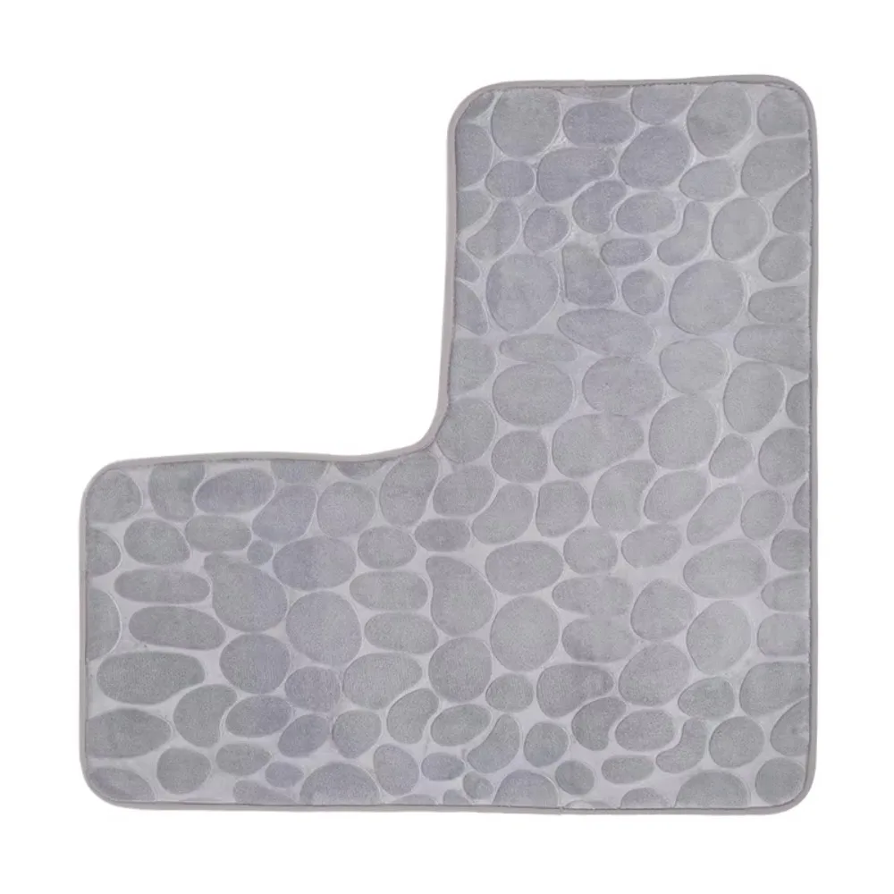 NEW Cobblestone Floor Foot Mat L-Shaped Soft Bath Mat Water Absorption Non-slip Bathroom Rug