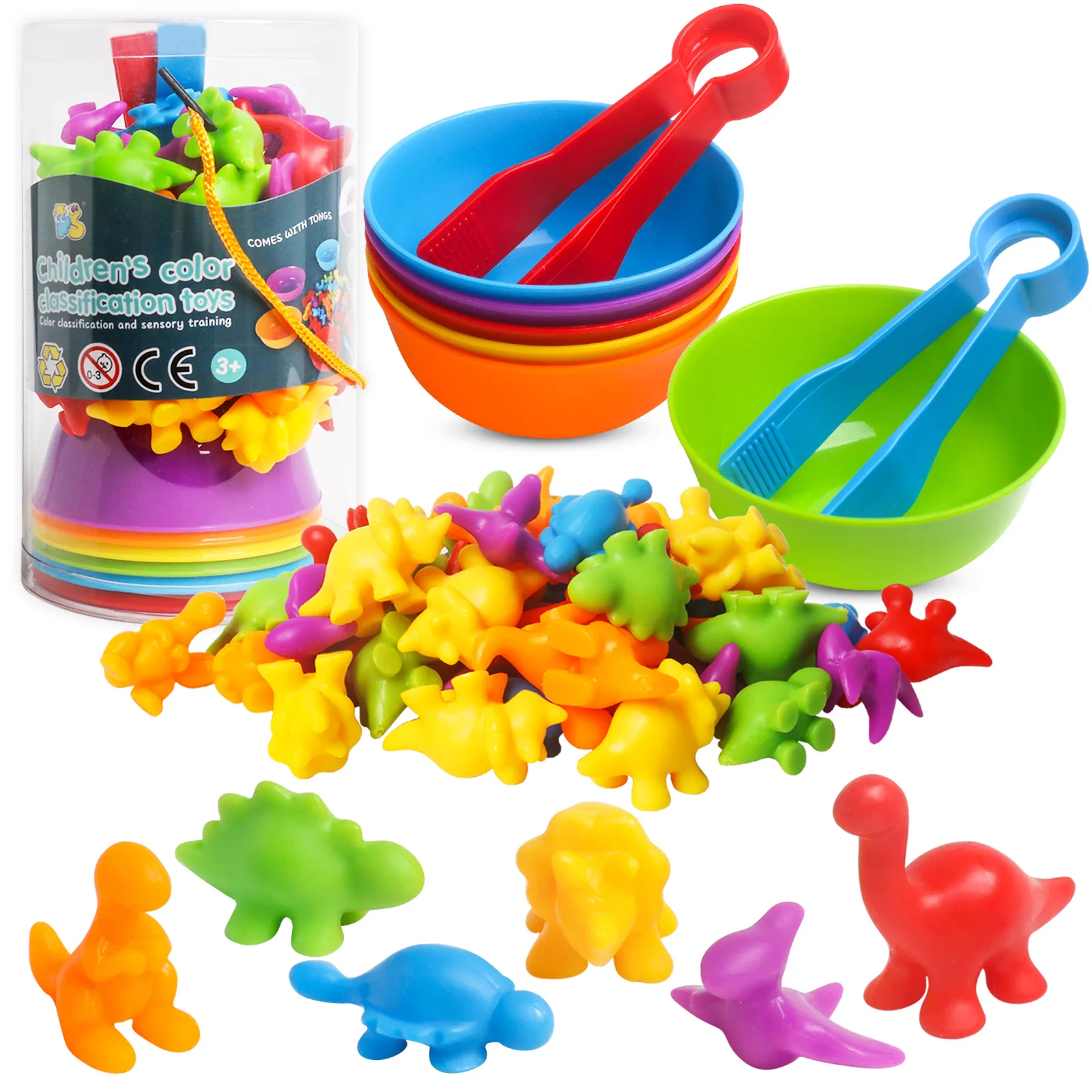 

Dinosaur Count Classification Game Machine Interactive Learning Toys Colorful Stacked Bowls - Children Education Christmas Gift