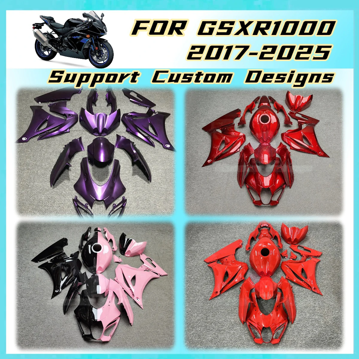 

2017-2025 GSXR1000 Excellent Durability Fairings Perfect Fitment for Suzuki GSXR 1000 17-25 ABS Fairing Kit