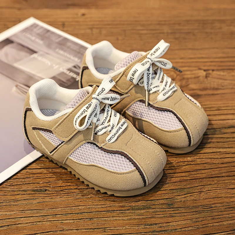 Toddler Boys Girls Retro-style Trainers with Contrast Colour 2026 New Spring Kids Casual Sneakers Soft Sole Comfort School Shoes