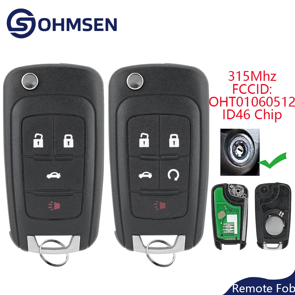 OHMSEN for Chevrolet Buick GMC 4 5Button Flip Remote Key Fob 315MHz OHT01060512 Malibu Impala Cruze Camaro Terrain LaCrosse