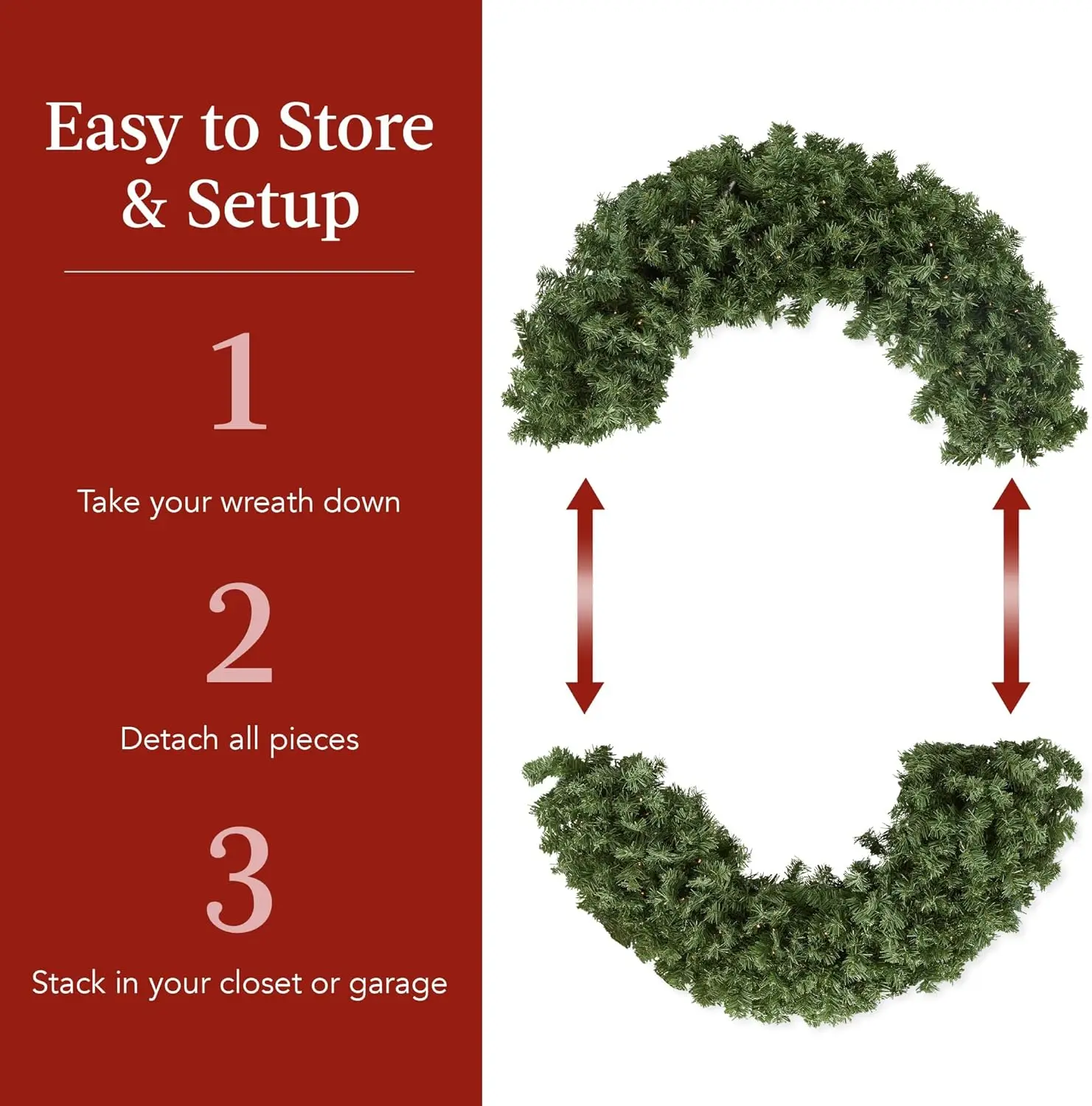 Best Choice Products 60in Large Artificial Pre-Lit Fir Christmas Wreath Holiday Accent Decoration Door Mantel W/Red Lighted Bow