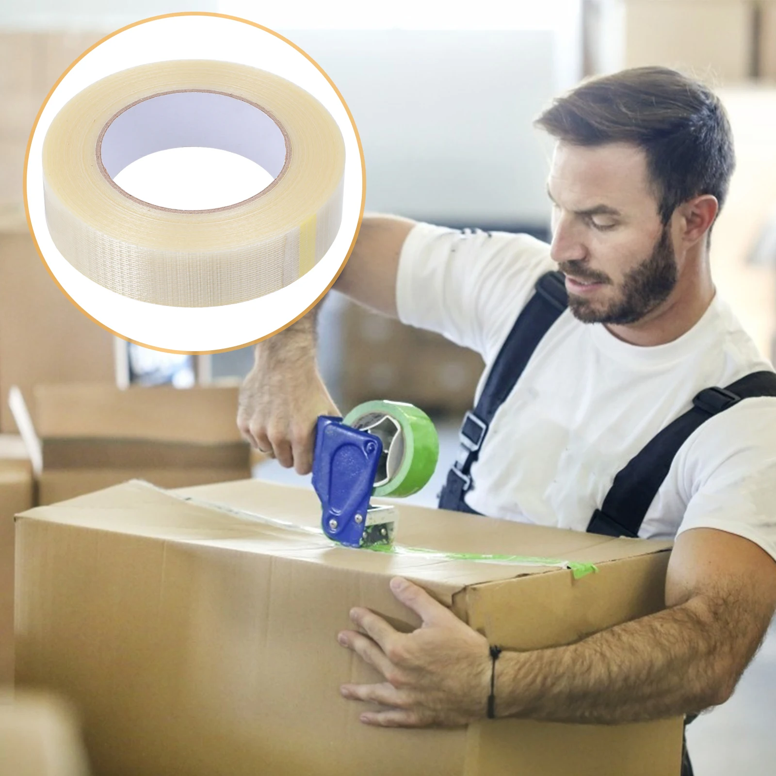 

Fiber Tape Single Side Adhesive Glass Mesh Stripe Packaging Fixing Tape Model Toy Binding Seal Residue Free Long Lasting