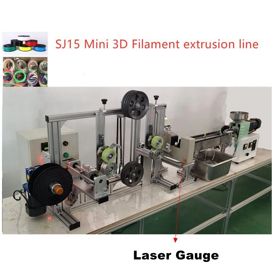SJ15 Mini Filament Production Line Desktop Extruder Single Screw for Lab 0.5kg/h with Laser Gauge