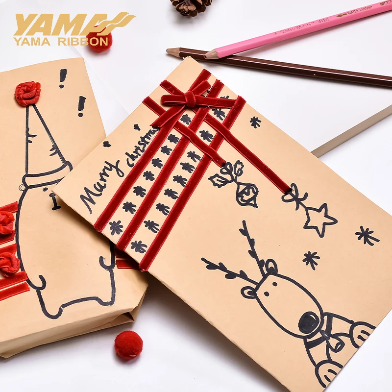 YAMA-Monochrome Velvet Ribbon for Wedding Crafts, Garment Accessories, Shops have 10 Kinds of Size, 4 in, 6mm, 70 Yards/Lot