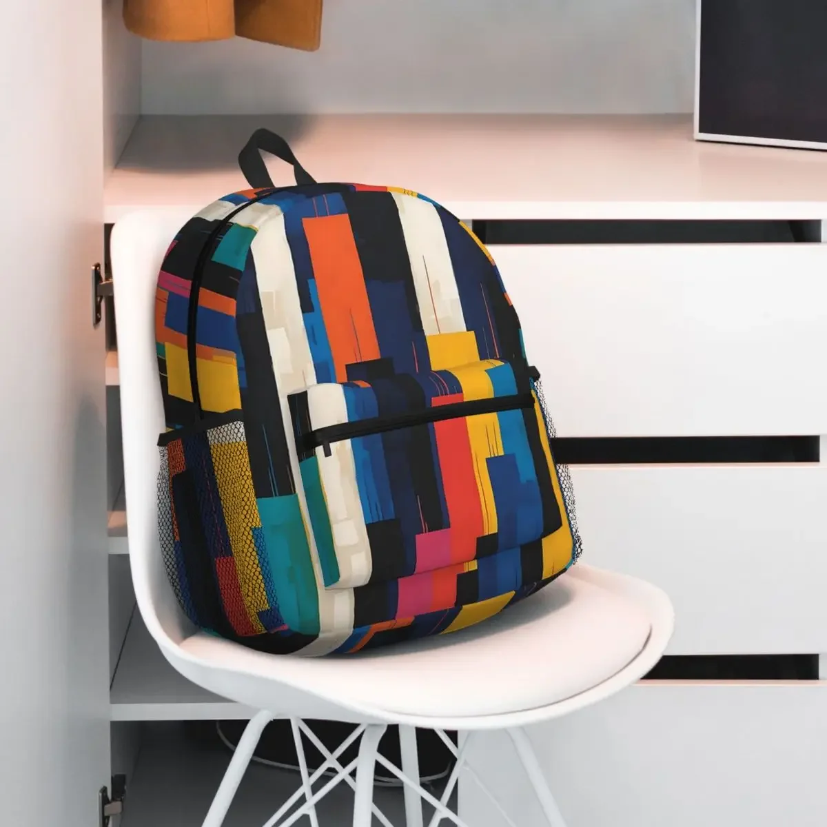 

Абстрактный городской пейзаж, красочные перекладины в геометрическом городском стиле, рюкзак, рюкзак, сумка для книг, школьная сумка, сумки на плечо для мужчин и женщин