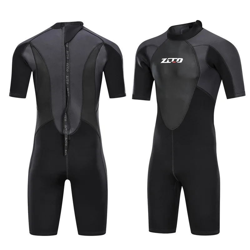 

3mm men's one-piece short-sleeved wetsuit, sun protection and warmth, surf suit, deep diving thickened snorkeling suit, medium