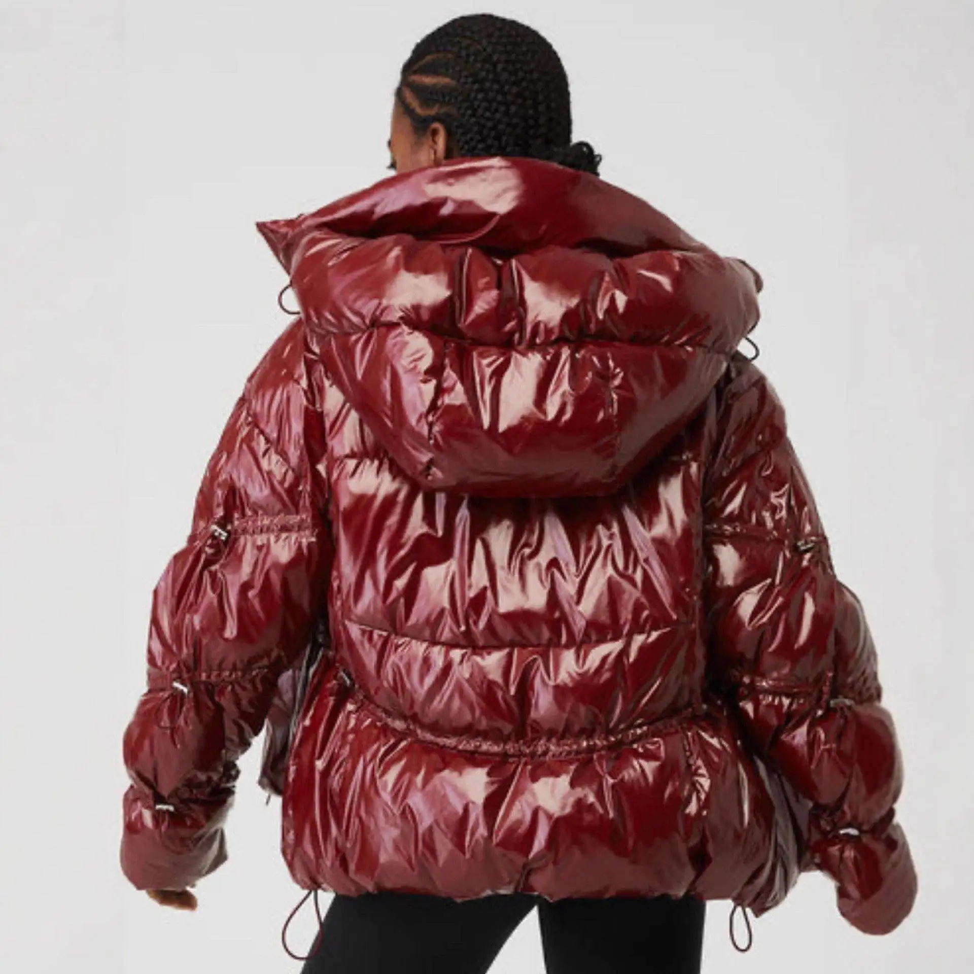 

Women's Casual Hooded Cotton Jaet Cranberry Color Insert Cotton Outerwear Independent Station Cross-Border ort Coat