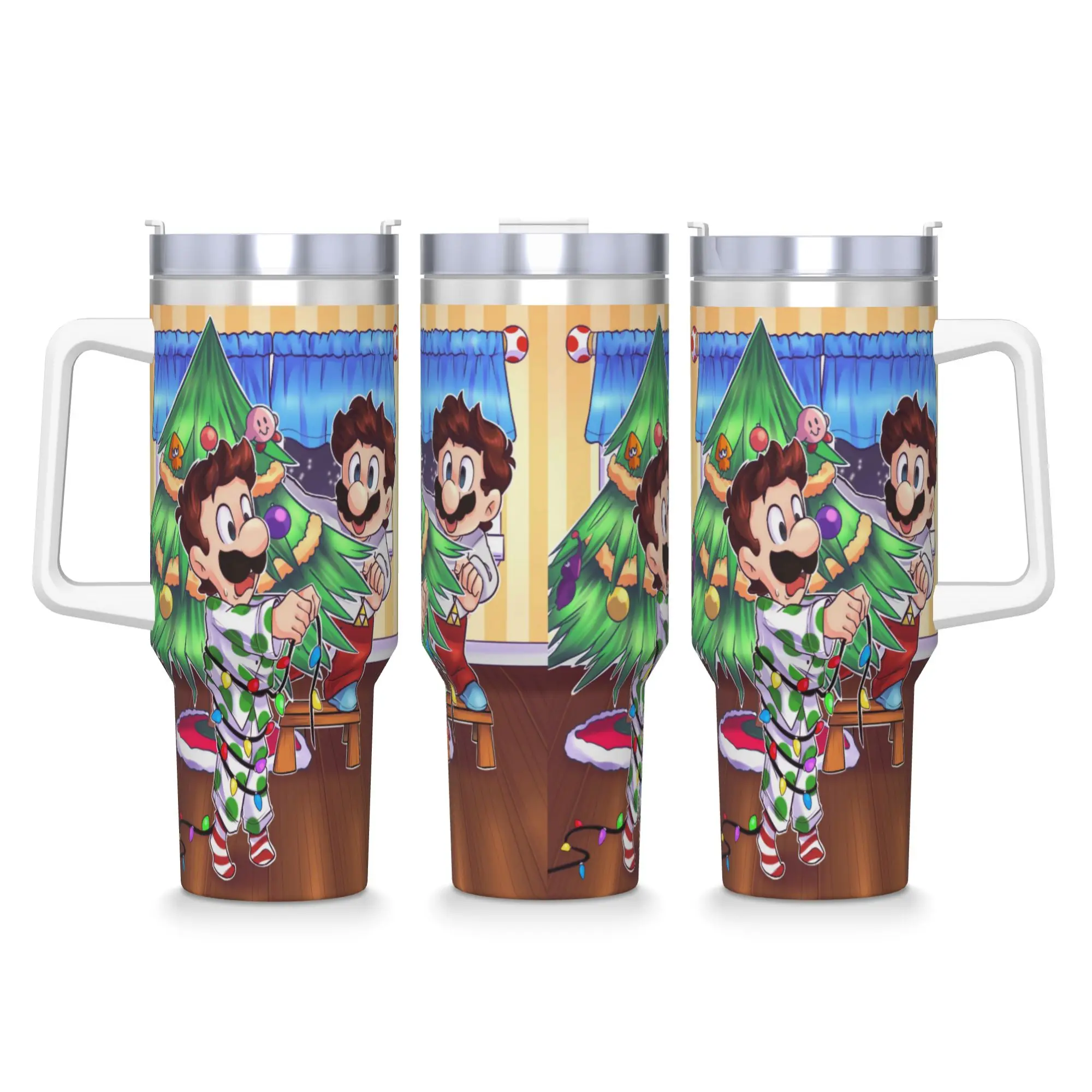 

Super Mario Bros Рождественский стакан из нержавеющей стали, кружки для кемпинга, большая термокружка, герметичная бутылка для холодного напитка, молока, воды