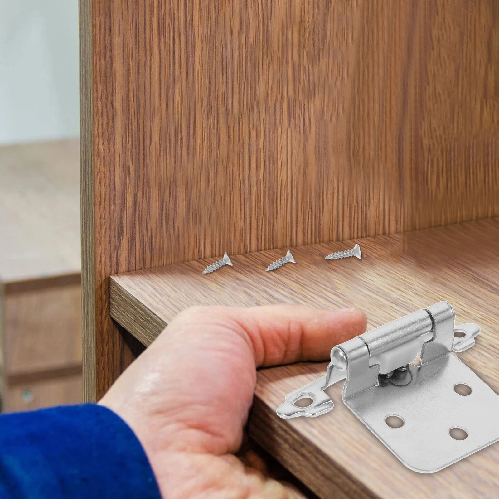 

10 Pcs Universal Cabinet Hinge Door Hinges American Style Silver for Cupboard Doors
