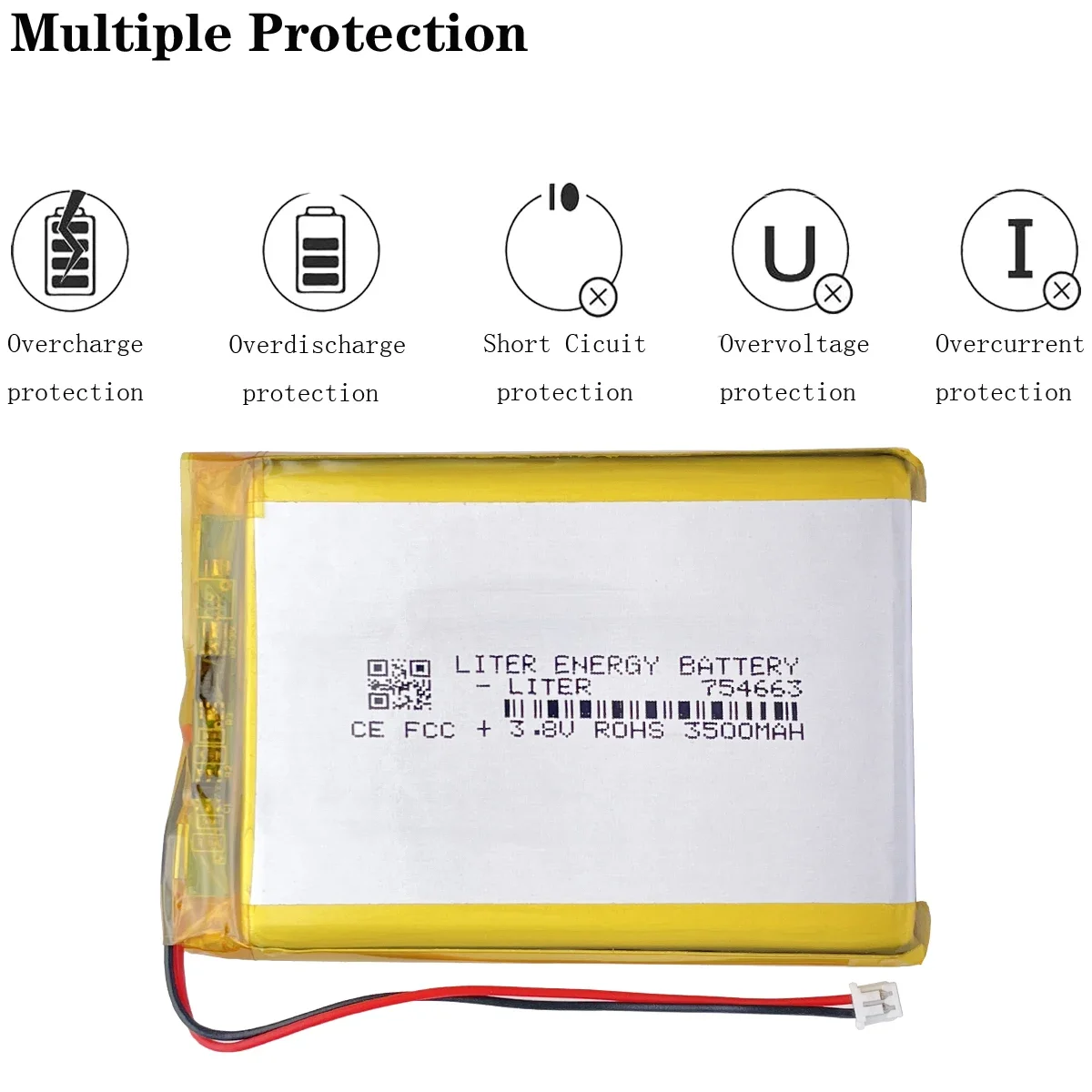 plug 1.25-2P 3.8V 754663 3500mah rechargeable li-polymer battery for GPS PDA Recreational machines RG35XX PLUS Game console