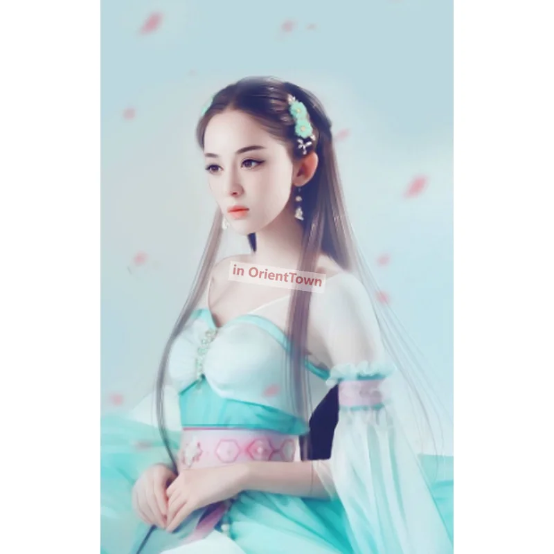 زي الرقص الكلاسيكي القديم في OrientTown، فستان تنكري أحمر وأخضر، ألعاب على الإنترنت مثيرة وأنيقة تؤدي ملابس Hanfu