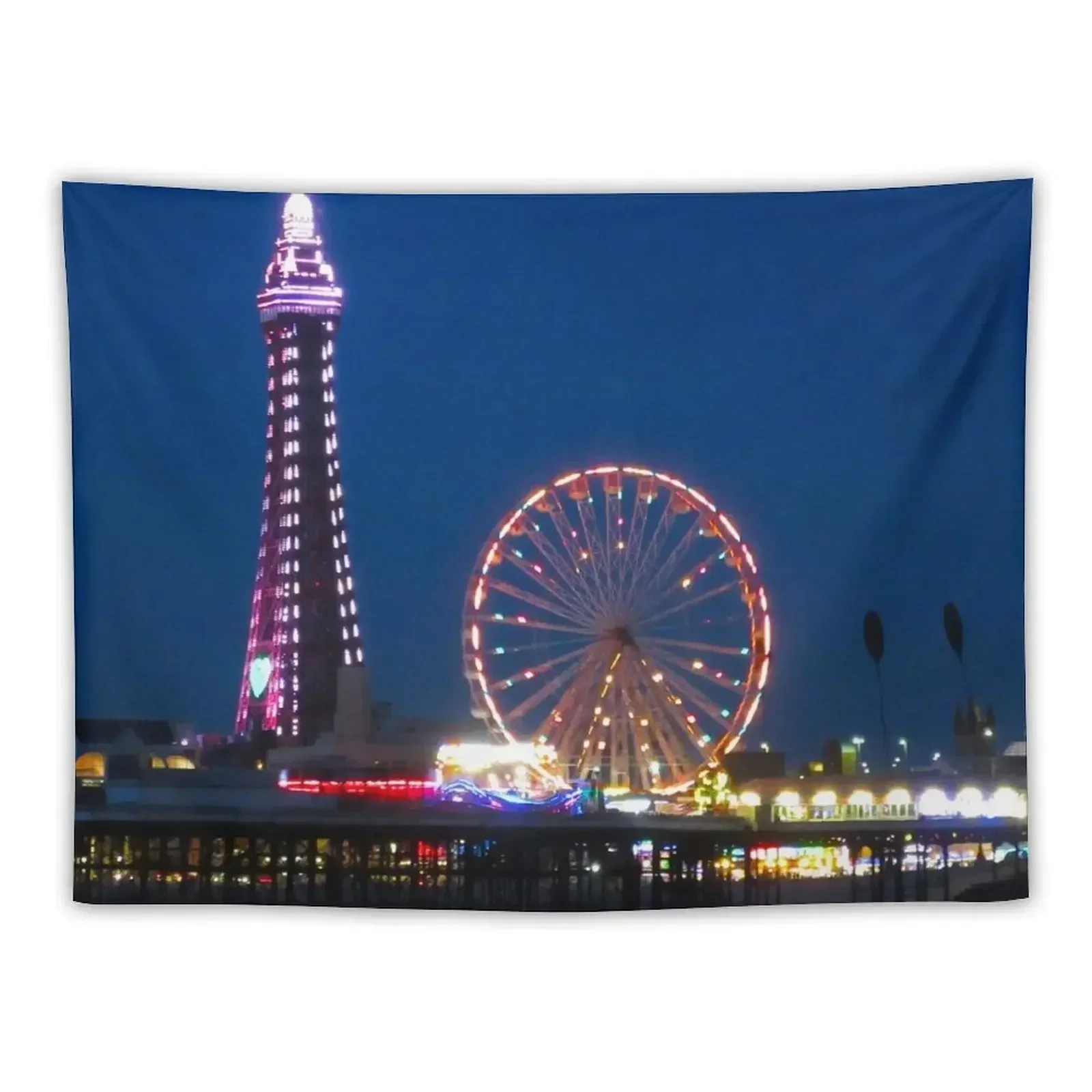 

Blackpool Beach Lights at Night Tapestry Home Decor Accessories Decorative Paintings Home Supplies Tapestry