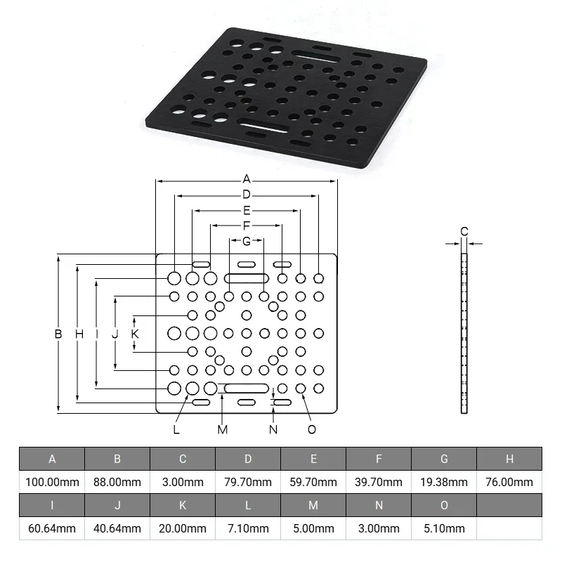 4Pcs Openbuilds Aluminum 100mm V-Slot Gantry Plate T3*88*100mm for Aluminium Profile V-Slot