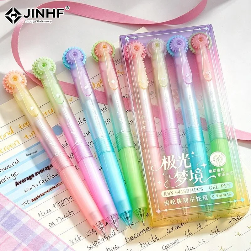 Gear Pen Fidget Gel Pens, 0.5mm Black Ink Retractable Ballpoint Pens, Low Gravity Smooth Writing