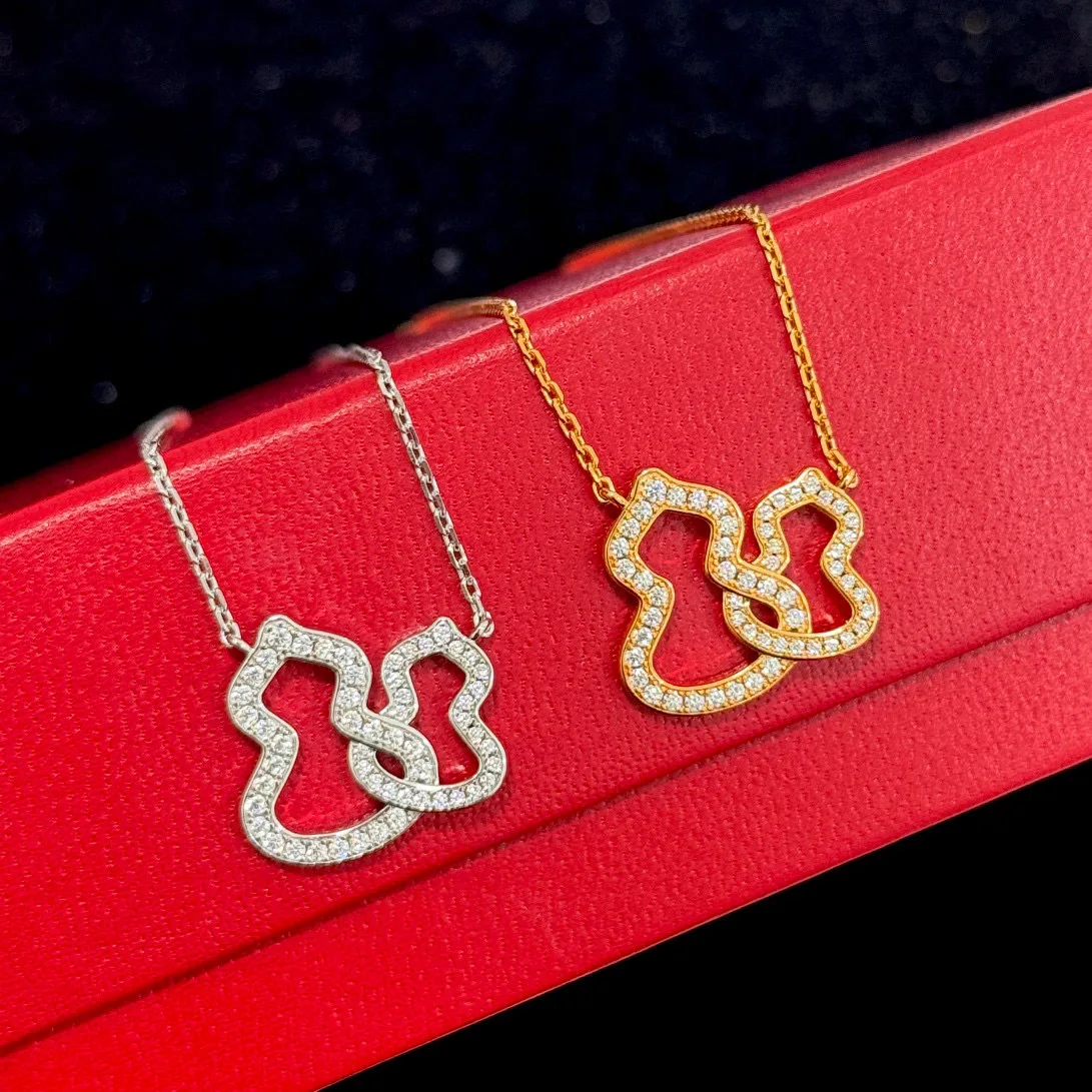 

100% стерлингового серебра 925 пробы, цирконий AAA, двойная тыква, кулон, ожерелья для женщин, ювелирные изделия