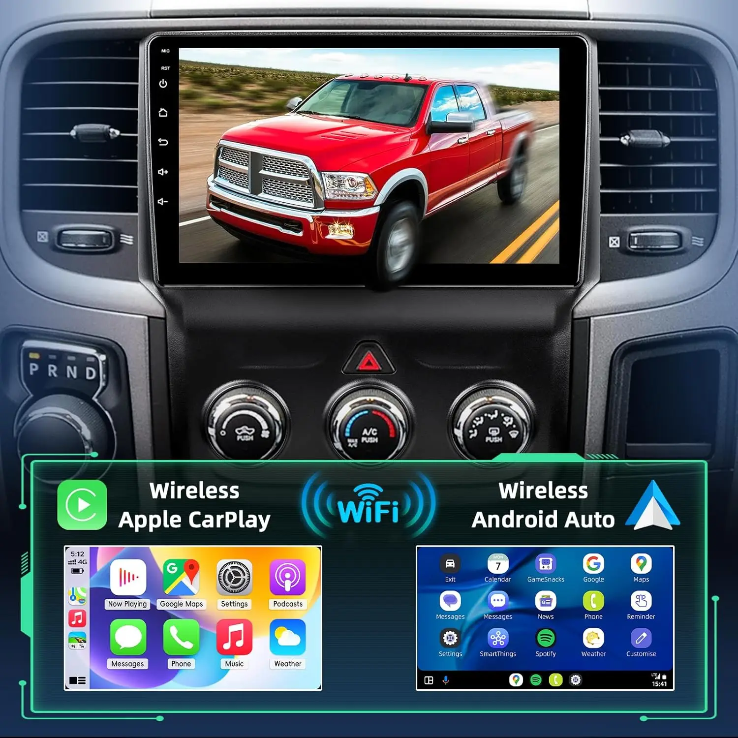 Car Radio Stereo for Dodge RAM 1500 2500 3500 2013-2018, Android 13 2+64G Touch Screen with CarPlay, Android Auto, Bluetooth, GP