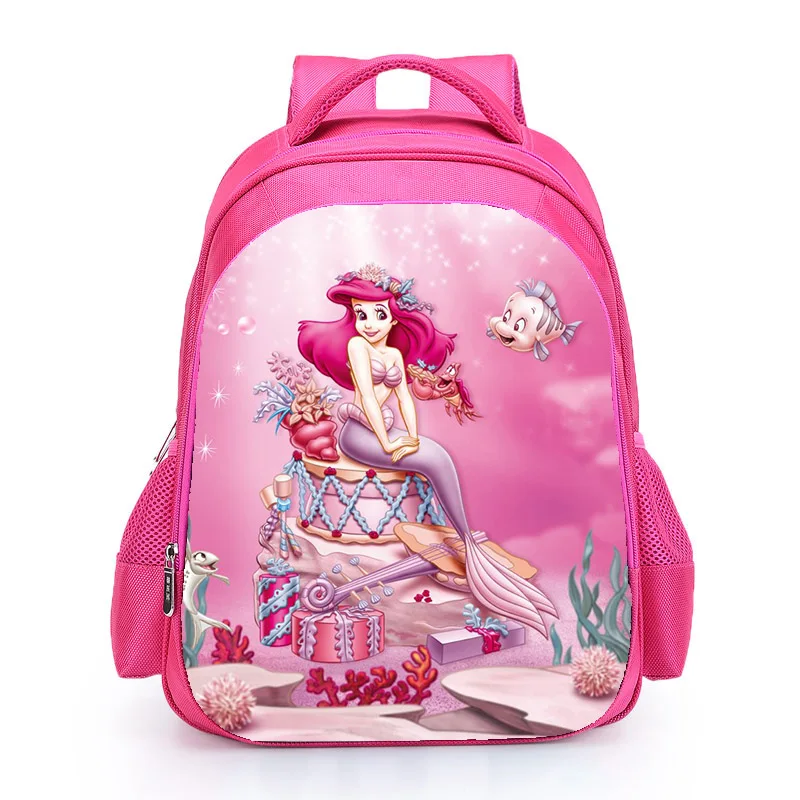 Sac à Dos La Petite Sirène Ariel, Cartable Princesse Rose pour Enfants, Cartable Prumaire, Sacs de Livre pour Adolescentes, 16 Pouces