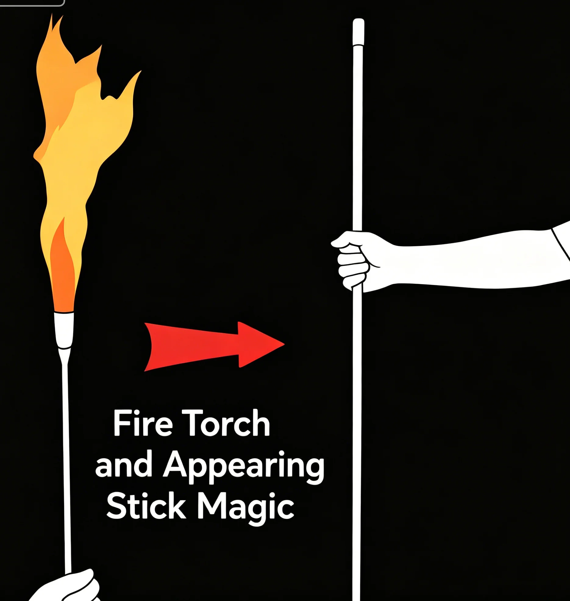 Fire Torch and Appearing Stick Random Color Magic Illusion Prop, Tricks for Stage, Performance, and Fun Entertainment Magician