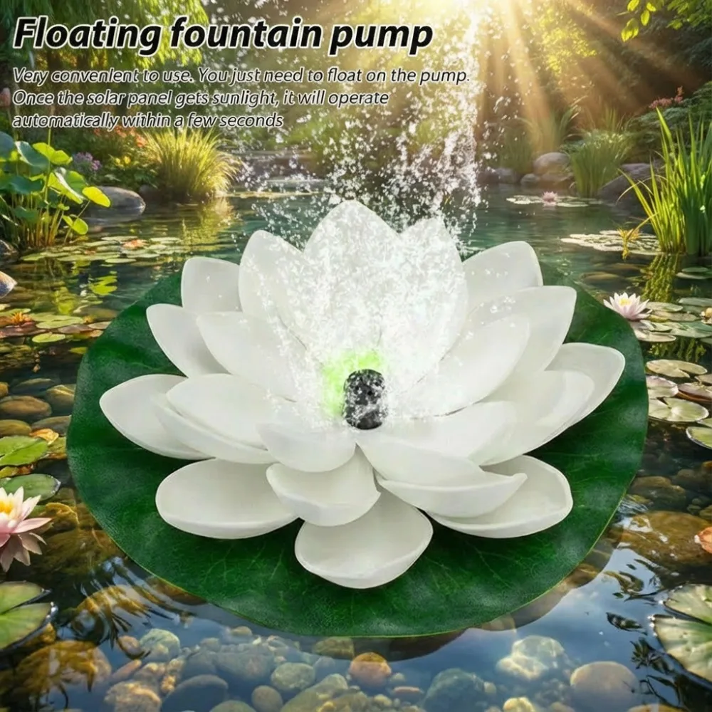 Solar Water Fountain,Floating Mini Lotus Water Pump/Pond Pump,Perfect DIY Pond Decoration DIY Bird Bath,1.2W Waterfall Fountain