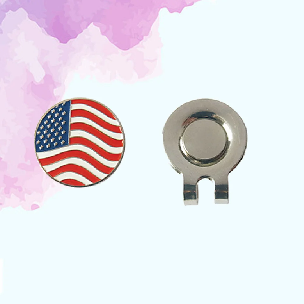 

2Pcs Golf Ball Marker Hat Clip Us Flag Pattern Magnetic Alloy Marker Strong Grip for Golf Game Essential Tools