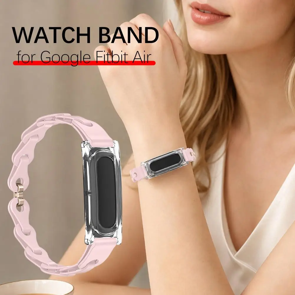 Silicone Strap for Google Fitbit Air Chain Link Watch Band Soft Breathable Replacement Wrist Strap Sport Bracelet Multiple Color