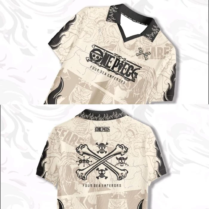 Modisches Vintage Jersey T-Shirt mit Meeresabenteuer-Motiv, Anime-Kurzarmshirt, Unisex, Manga-Print, japanisches klassisches Anime-Oberteil