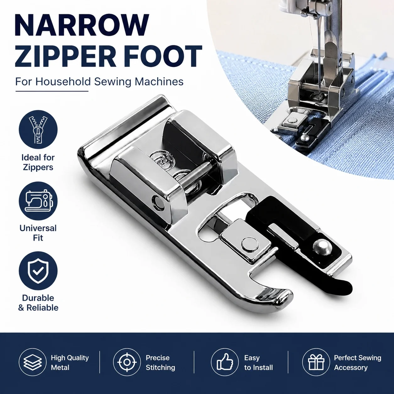 Prensatelas para máquina de coser overlock y overlock con puntada oculta, compatible con la mayoría de máquinas de coser de vástago bajo de marca Singer, Brother, Babylock, Elna
